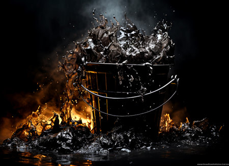 Close-up of a bucket of crude oil. AI generatedの素材