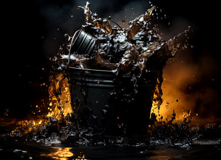 Close-up of a bucket of crude oil. AI generatedの素材