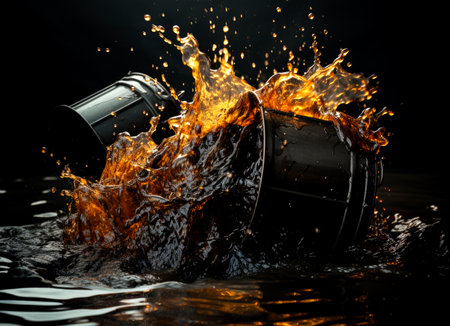 Close-up of a bucket of crude oil. AI generatedの素材