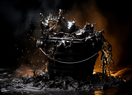 Close-up of a bucket of crude oil. AI generatedの素材