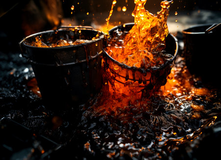 Close-up of a bucket of crude oil. AI generatedの素材