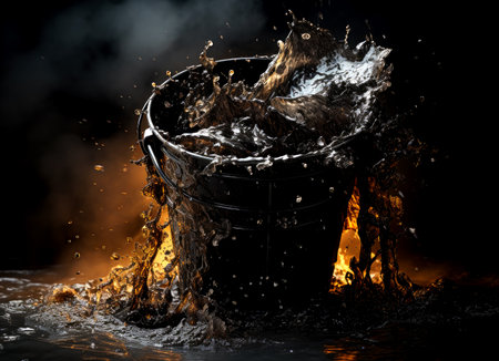 Close-up of a bucket of crude oil. AI generatedの素材