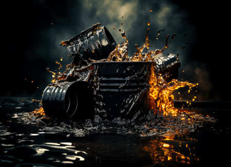 Close-up of a bucket of crude oil. AI generatedの素材