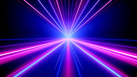 Colorful motion elements with neon led illumination. Abstract futuristic background. AI generatedの素材