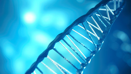 Human cell biology DNA strands molecular structure illustration. AI generatedの素材