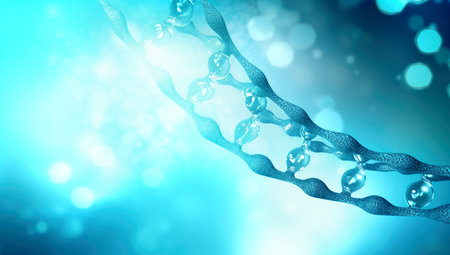 Human cell biology DNA strands molecular structure illustration. AI generatedの素材