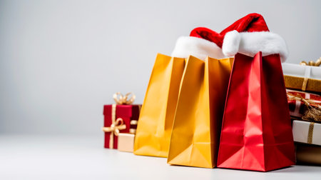 Christmas Shopping. Happy Woman with Shopping Bags. High quality photoの素材