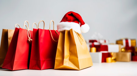 Christmas Shopping. Happy Woman with Shopping Bags. High quality photoの素材