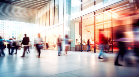 Blurred background of modern shopping center. AI Generatedの素材
