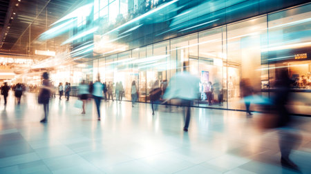 Blurred background of modern shopping center. AI Generatedの素材