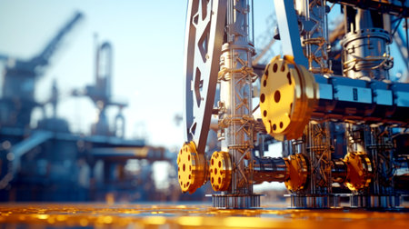 Close up Industrial view at oil refinery plant form industry zone. AI Generatedの素材