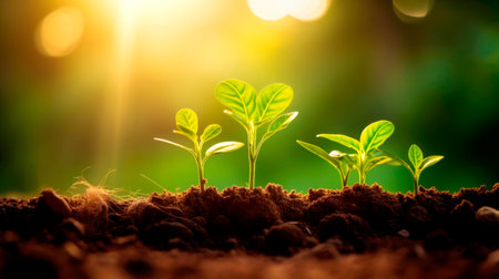 tree in neutral background Close-Up Of Fresh Green Plan. AI Generatedの素材