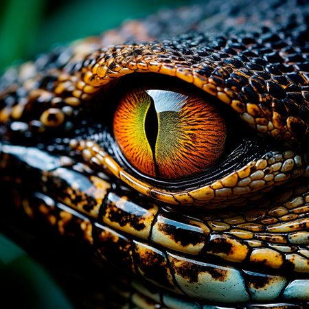 Reptile eye close-up, macro photography, AI generatedの素材