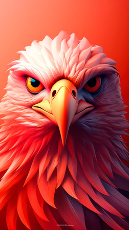 funny little eagle on a colored background, illustration. AI Generatedの素材