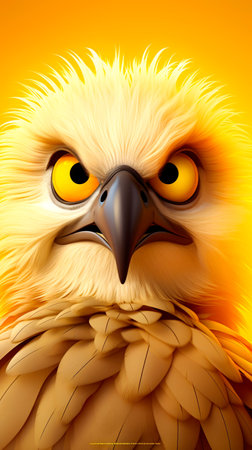 funny little eagle on a colored background, illustration. AI Generatedの素材