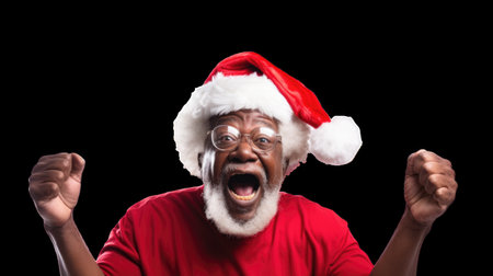 portrait of a black man as santa. Transparent background or PNG file. Generated by AIの素材