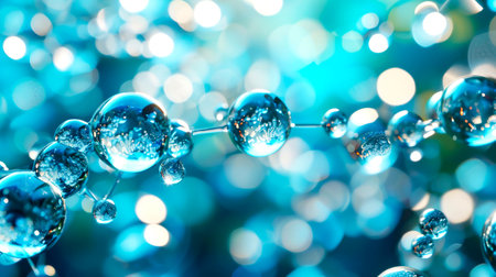 Macro bubble, Macro close up of soap bubbles look like scientific image of cell and cell membrane. AI generatedの素材