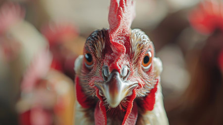 A flock of Organic Free Range wild Chickens on a traditional poultry farmの素材