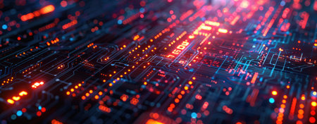 Digital binary code matrix background, a scientific technology data binary code network conveying connectivity, complexity and data flood of modern digital ageの素材