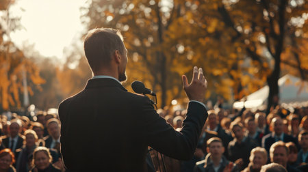 Male presenter speaks to audiences at workshopの素材
