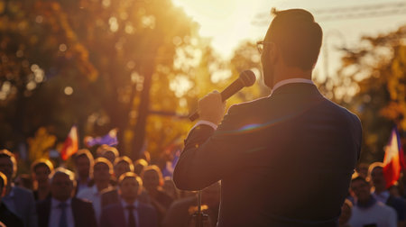 Male presenter speaks to audiences at workshopの素材