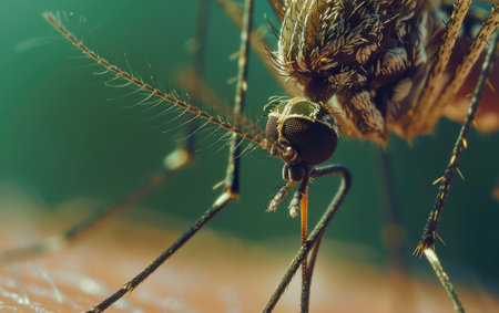 Macro Aedes aegypti Mosquito. Close up a Mosquito sucking human bloodの素材