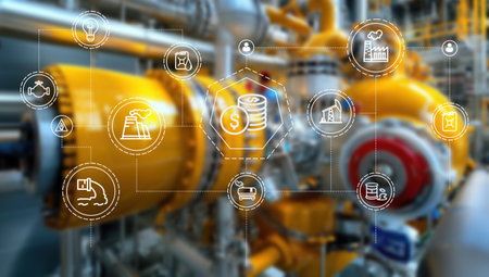 Industry 4.0 concept illustrated by a picture on a backgroundの写真素材