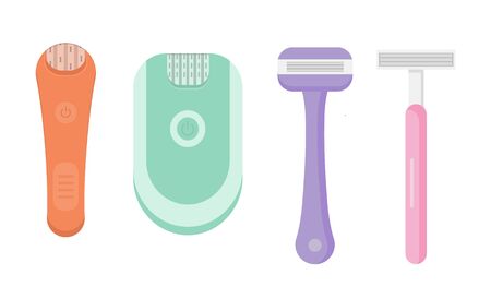 Set with hair removal devices and supplies for womのイラスト素材