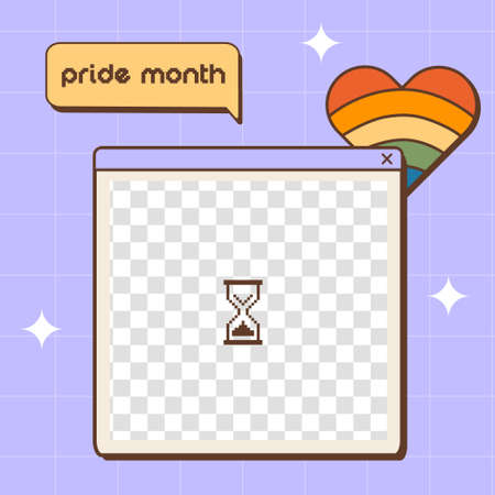 Vaporwave retro futuristic lofi social media post for LGBTQI Pride Month. 80s 90s aesthetic square...