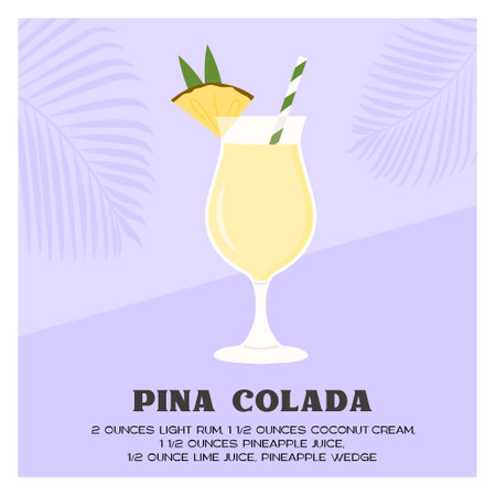 Pina Colada Tropical Cocktail blended with ice. Summer fruit smoothie or mocktail. Aperitif with...