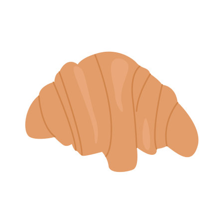 French croissant. Bakery sweet food isolated on white background. Colored flat vector illustration of dessert.のイラスト素材