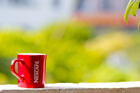 Coffee cup on the window sillのeditorial素材