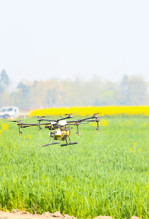 Drone spraying pesticide