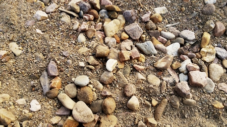 Flood side pile of gravel.の写真素材