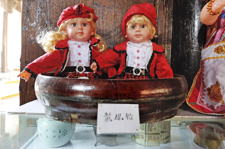Dolls and rural household goods in the exhibitionのeditorial素材