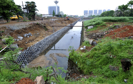 sewage construction siteのeditorial素材