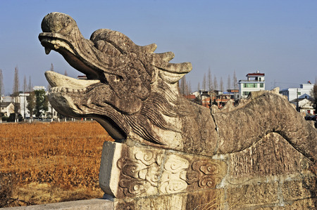 Stone dragon sculptureのeditorial素材