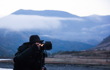 Close up to a Photographerの写真素材