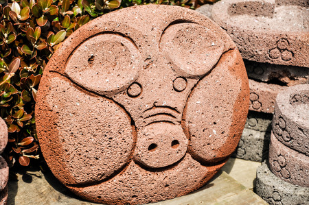 Pig carvingsの写真素材