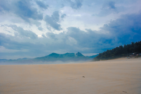 Beach with sand dustの写真素材