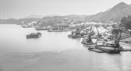 Dredging in monochrome effectのeditorial素材
