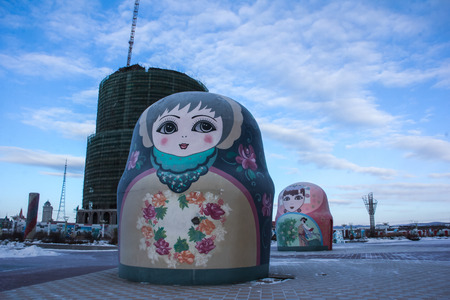 matryoshka doll in the parkのeditorial素材