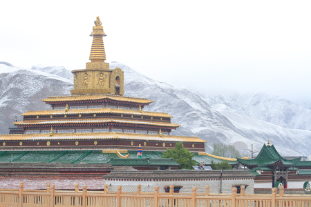 Exterior view of a temple in Gansu provinceの写真素材