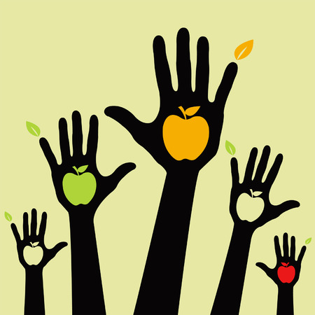 Healthy apple handsのイラスト素材