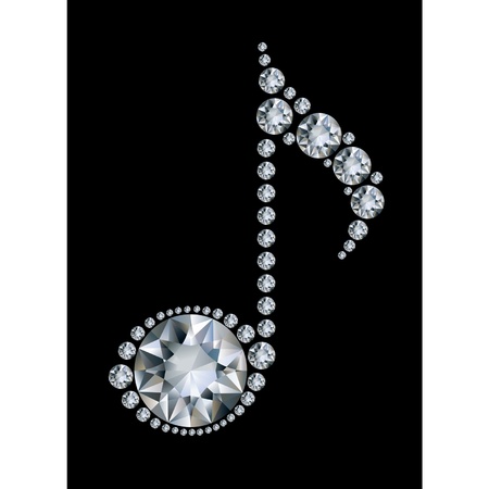 Diamond Music Note on black backgroundのイラスト素材
