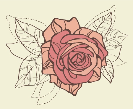 Retro card with vector stylized rose のイラスト素材