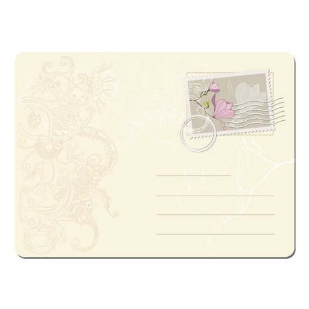 vector blank post stamp with magnolia . Vintage style のイラスト素材