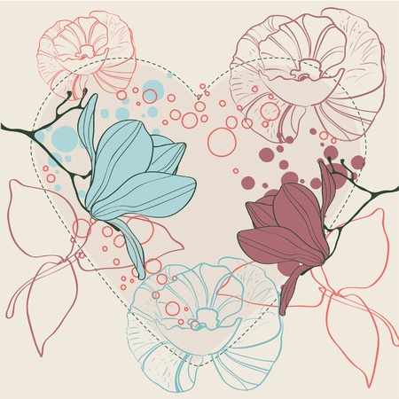 Valentine heart in floral style isolatedのイラスト素材