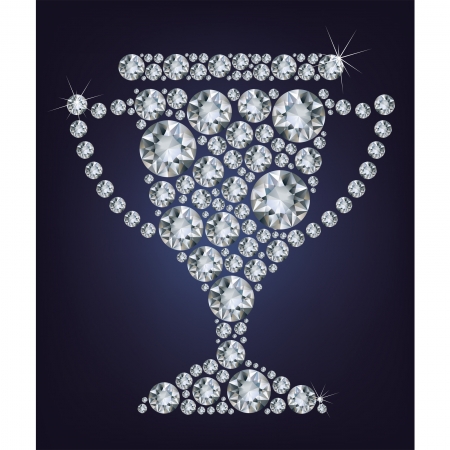 Trophy cup made up a lot of diamonds on the black background のイラスト素材