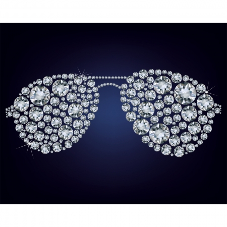  illustration of  glasses made up a lot of diamonds on the black background のイラスト素材